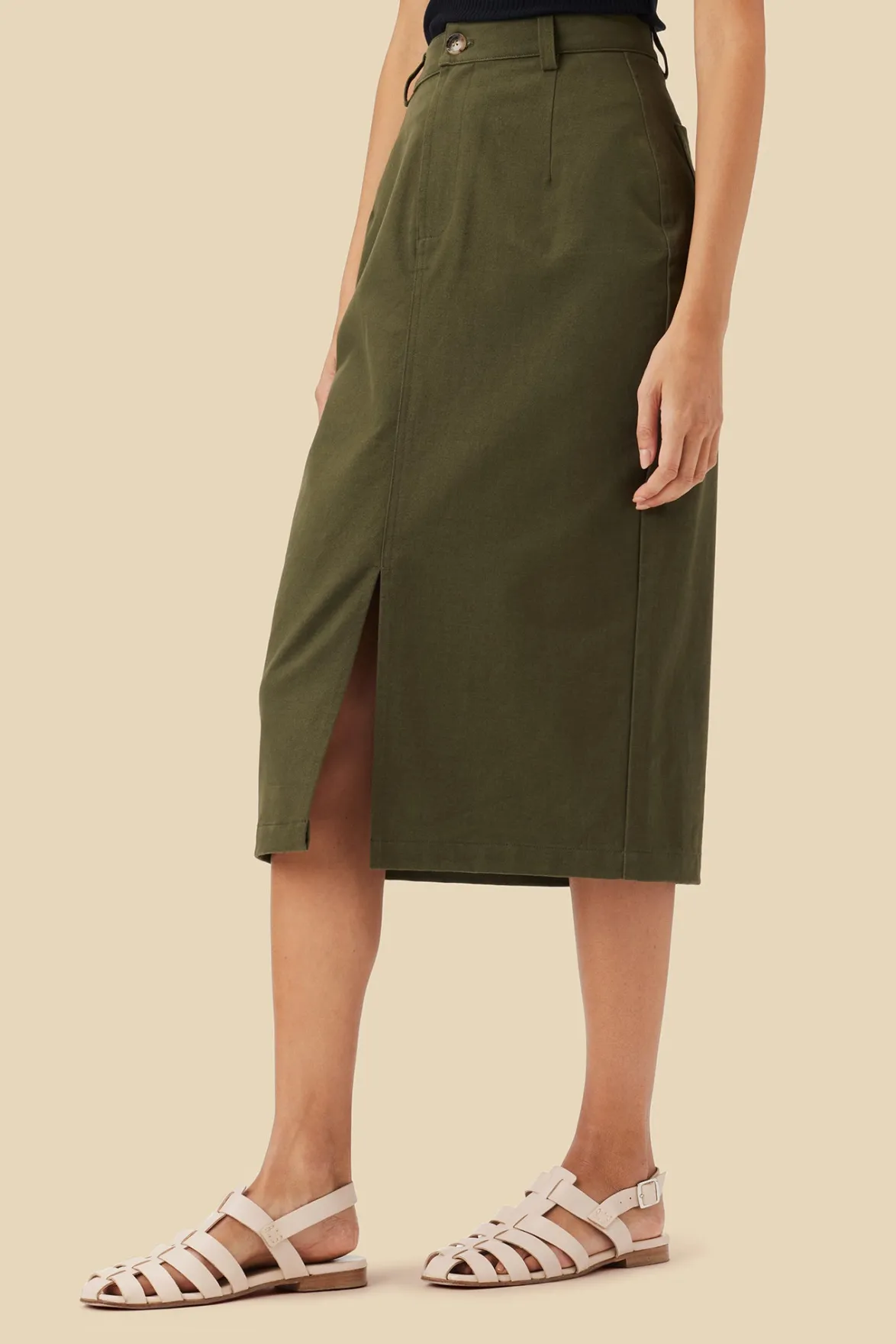 Skirts|Clearance^Amour Vert Lina Organic Cotton Skirt CallaGreen