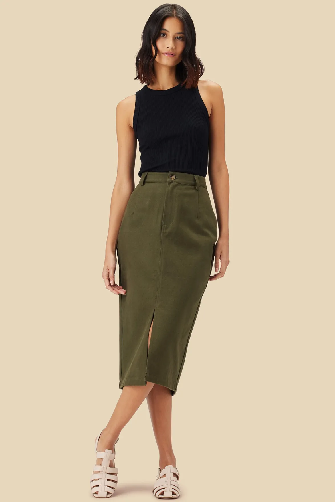 Skirts|Clearance^Amour Vert Lina Organic Cotton Skirt CallaGreen