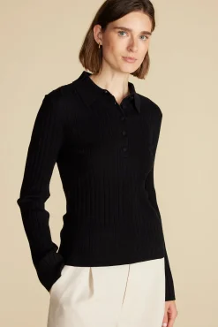 Sweaters & Cardigans|Clearance^Amour Vert Lorraine Merino Wool Henley Sweater Black
