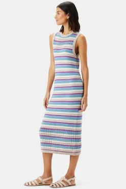 Dresses|Clearance^Amour Vert Louise Crochet Dress AquaBlueMultiStripe