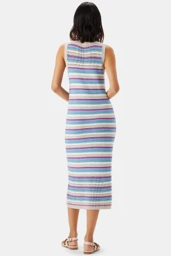 Dresses|Clearance^Amour Vert Louise Crochet Dress AquaBlueMultiStripe