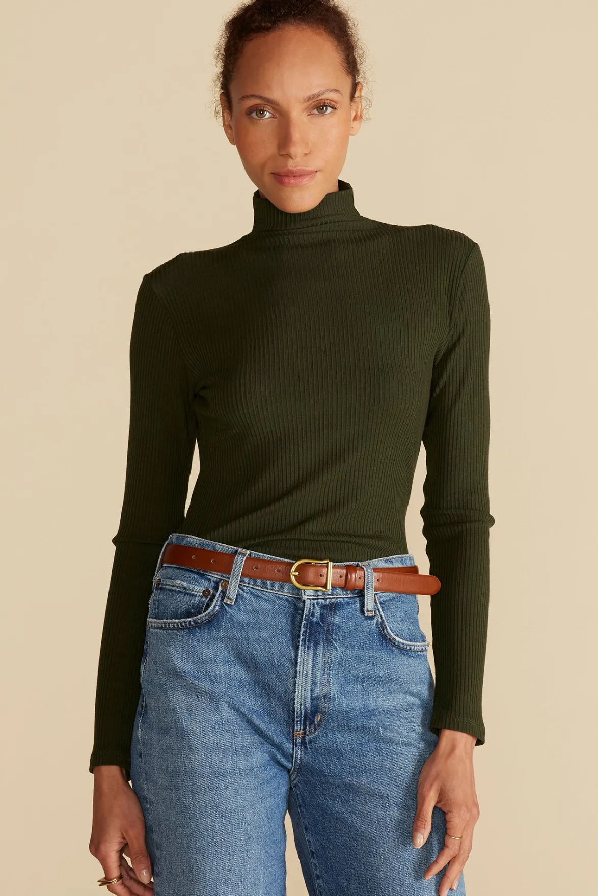 Tops^Amour Vert Lux Paris Rib Turtleneck OliveGreen