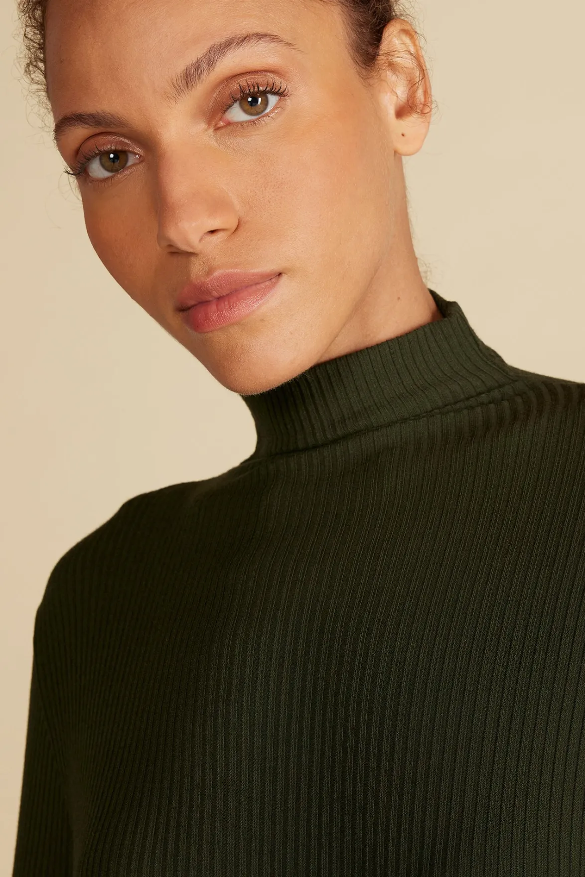 Tops^Amour Vert Lux Paris Rib Turtleneck OliveGreen