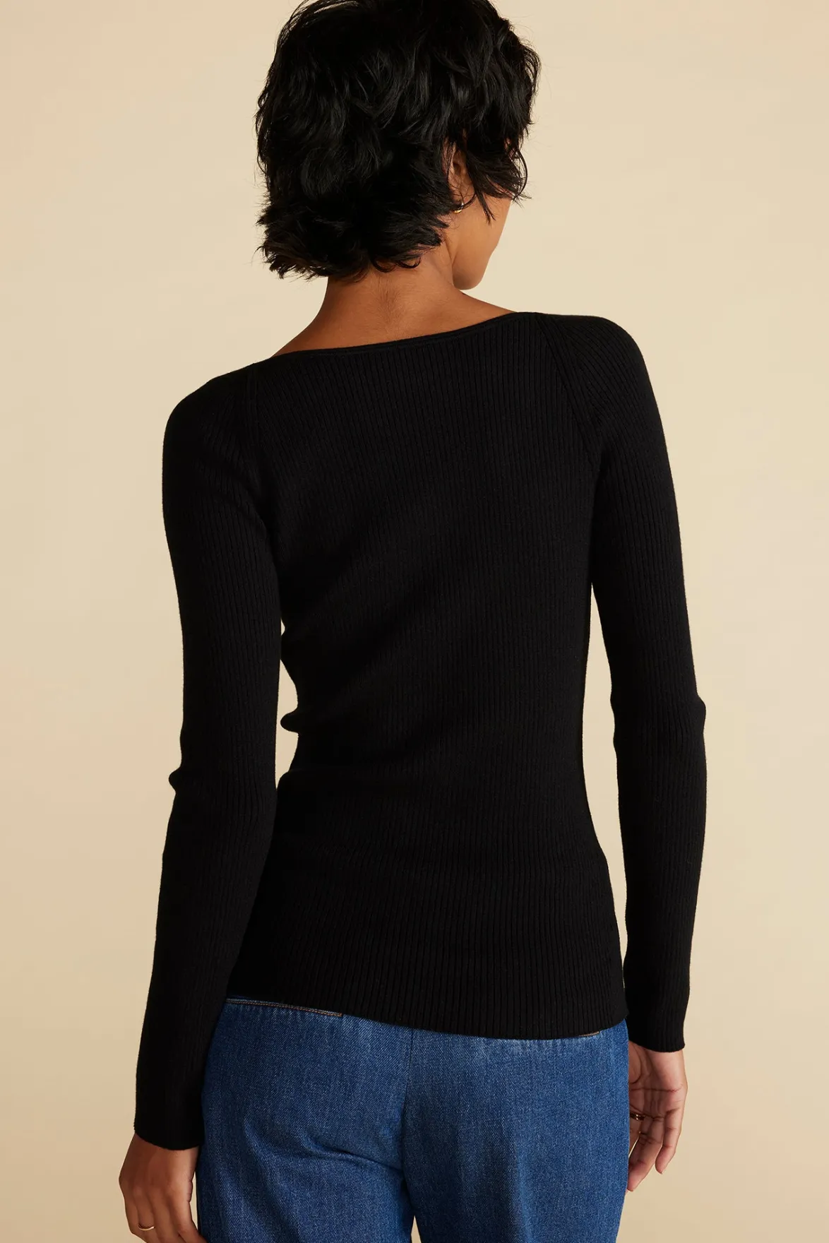 Sweaters & Cardigans|Tops^Amour Vert Maelle Square Neck Sweater Black