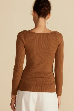 Sweaters & Cardigans|Tops^Amour Vert Maelle Square Neck Sweater AlmondBrown