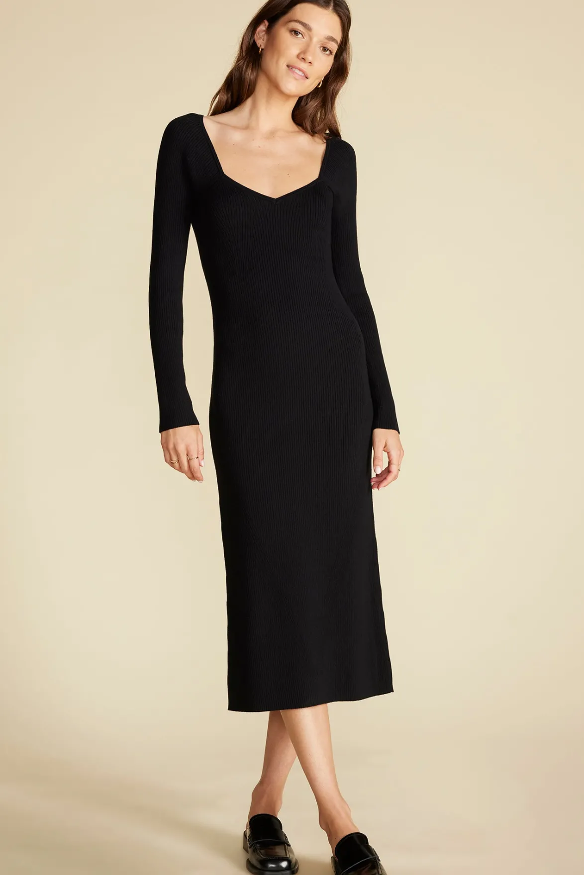Dresses|Clearance^Amour Vert Maelle Square Neck Sweater Dress Black