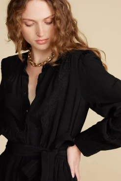 Dresses^Amour Vert Malta Embroidered Crepe Dress Black