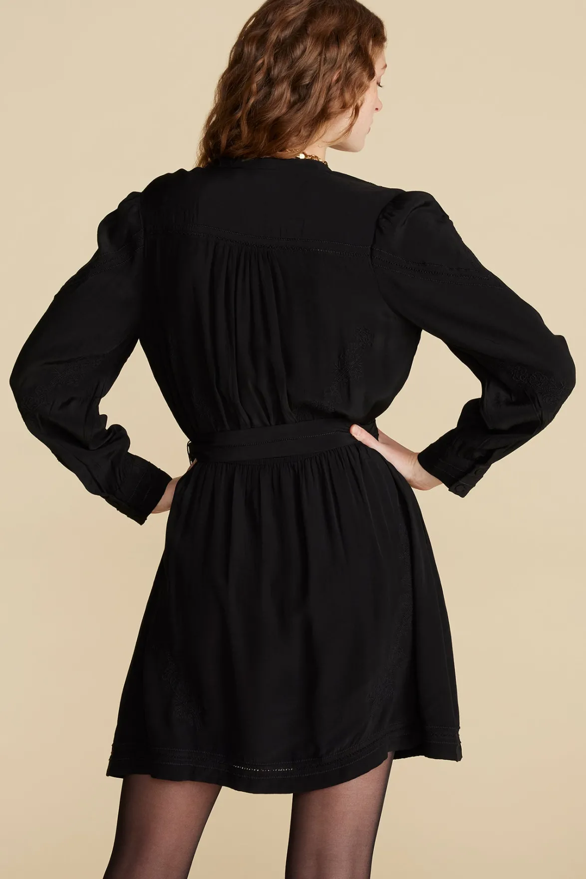 Dresses^Amour Vert Malta Embroidered Crepe Dress Black