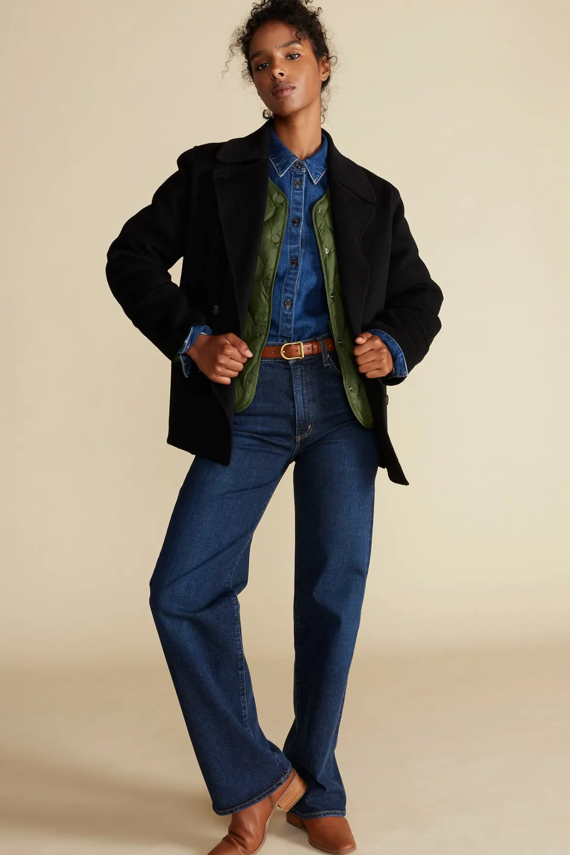 Jackets & Outerwear|Clearance^Amour Vert Marcel Wool Pea Coat Black