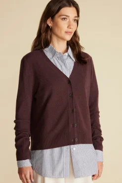 Sweaters & Cardigans^Amour Vert Mason Cashmere Cardigan PurpleFig