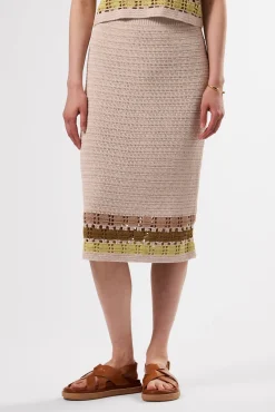 Skirts|Clearance^Amour Vert Meli Crochet Skirt EcruMultiStripe