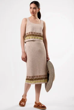 Skirts|Clearance^Amour Vert Meli Crochet Skirt EcruMultiStripe