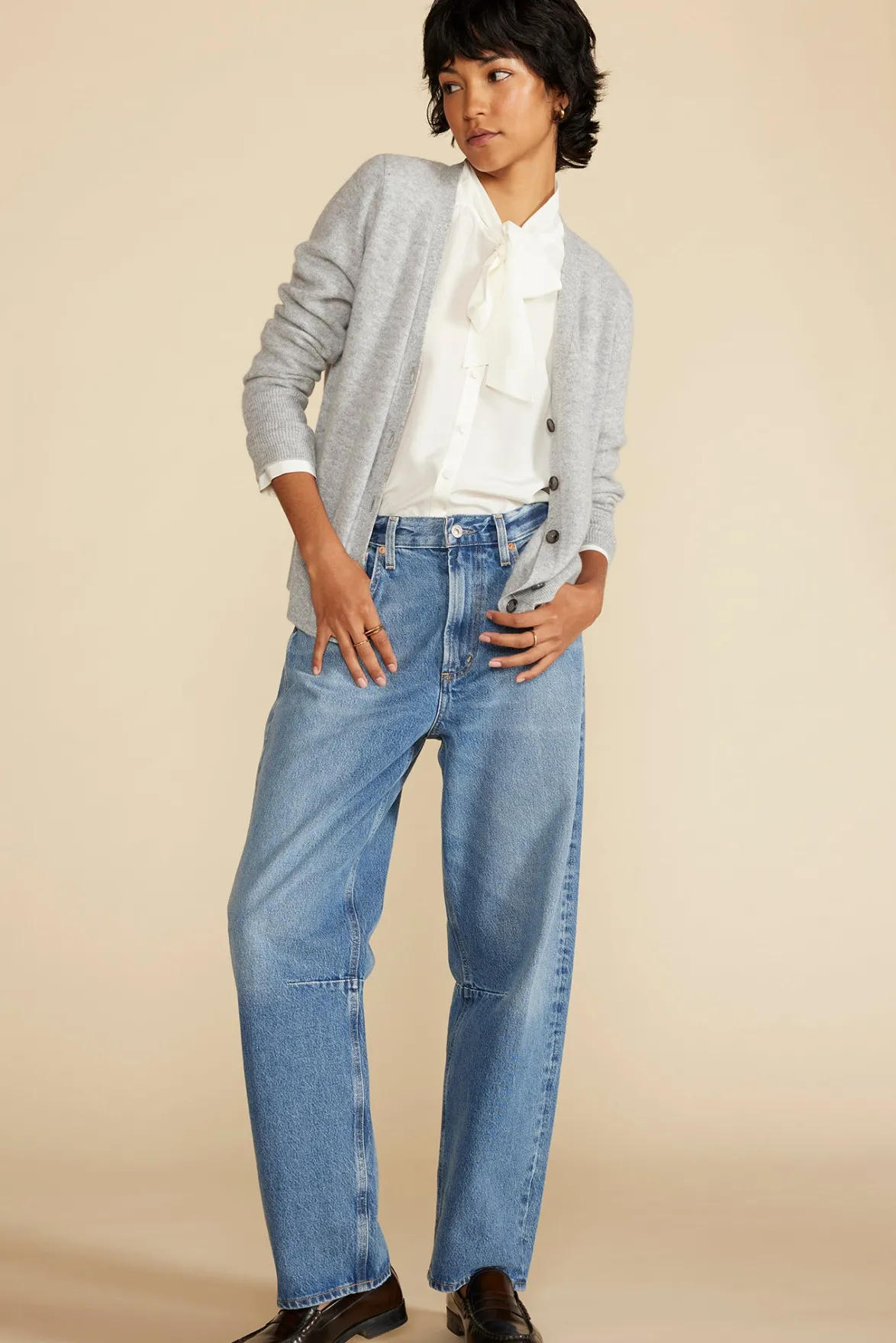 Blouses & Shirts|Tops^Amour Vert Milla Washable Silk Bow Blouse Ivory
