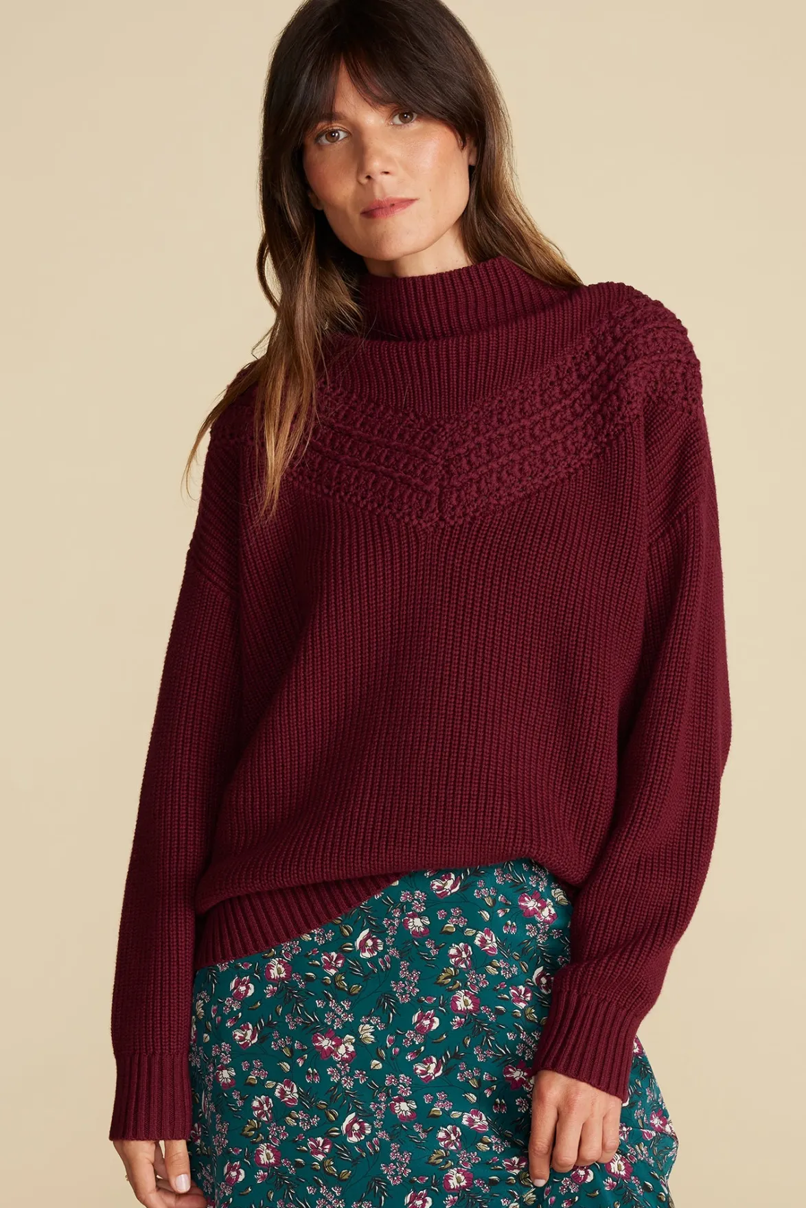 Sweaters & Cardigans^Amour Vert Monet Cotton Merino Sweater Burgundy
