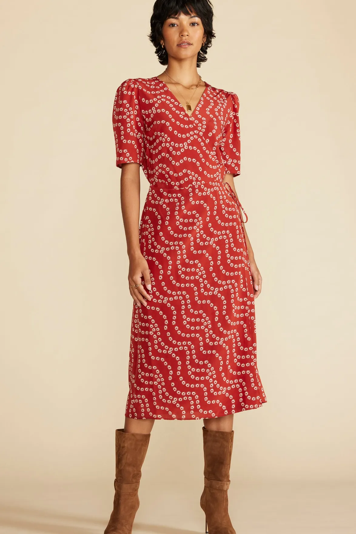 Dresses^Amour Vert Nicolette Washable Silk Dress RustVannesFloralPrint