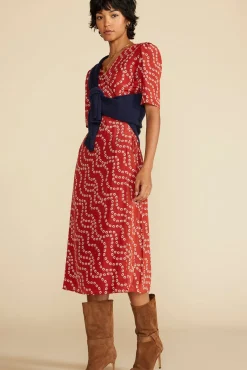 Dresses^Amour Vert Nicolette Washable Silk Dress RustVannesFloralPrint