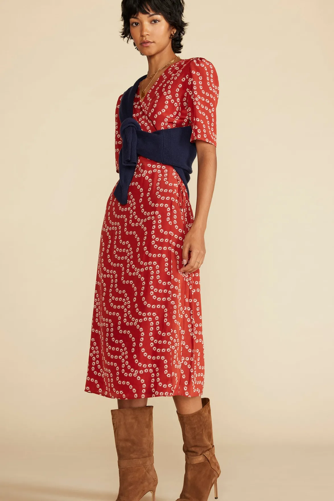 Dresses^Amour Vert Nicolette Washable Silk Dress RustVannesFloralPrint