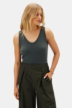 Tops|Clearance^Amour Vert Nora Cashmere Tank OliveGreen