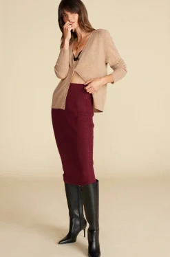 Skirts^Amour Vert Olympe Knit Pencil Skirt Burgundy