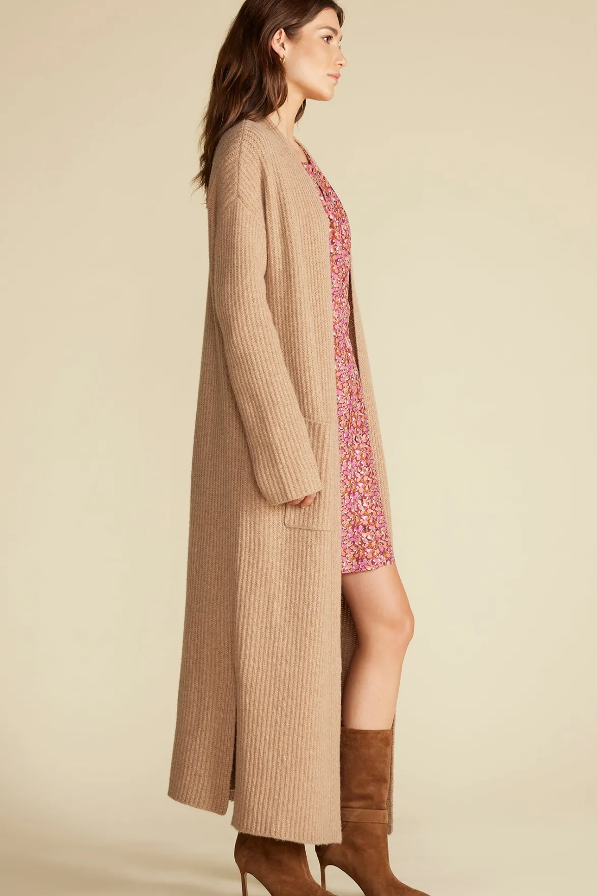 Sweaters & Cardigans^Amour Vert Pauline Wool Cashmere Sweater Coat CafeAuLaitBeige