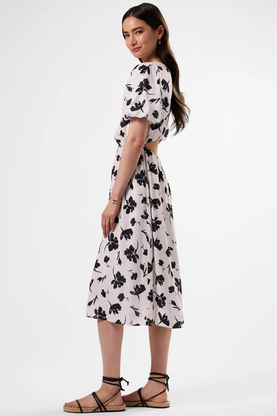 Dresses|Clearance^Amour Vert Puff Sleeve Crepe Dress AixWhite