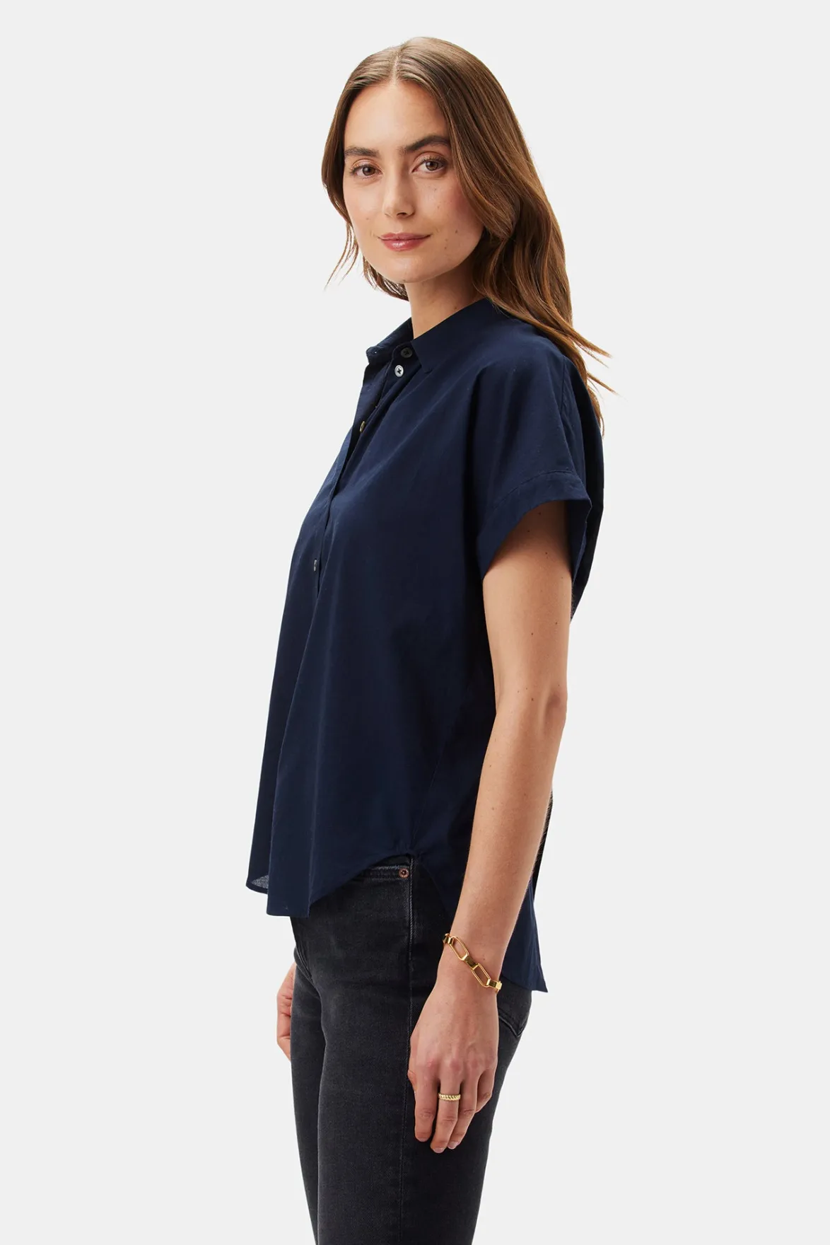 Tops|Clearance^Amour Vert Renata Full Placket Blouse NavyBlue
