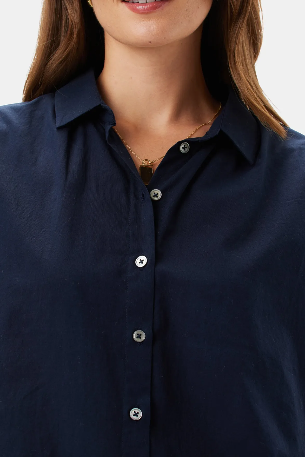 Tops|Clearance^Amour Vert Renata Full Placket Blouse NavyBlue