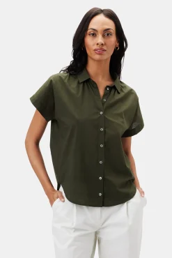 Tops|Clearance^Amour Vert Renata Full Placket Blouse OliveGreen