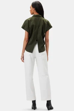 Tops|Clearance^Amour Vert Renata Full Placket Blouse OliveGreen