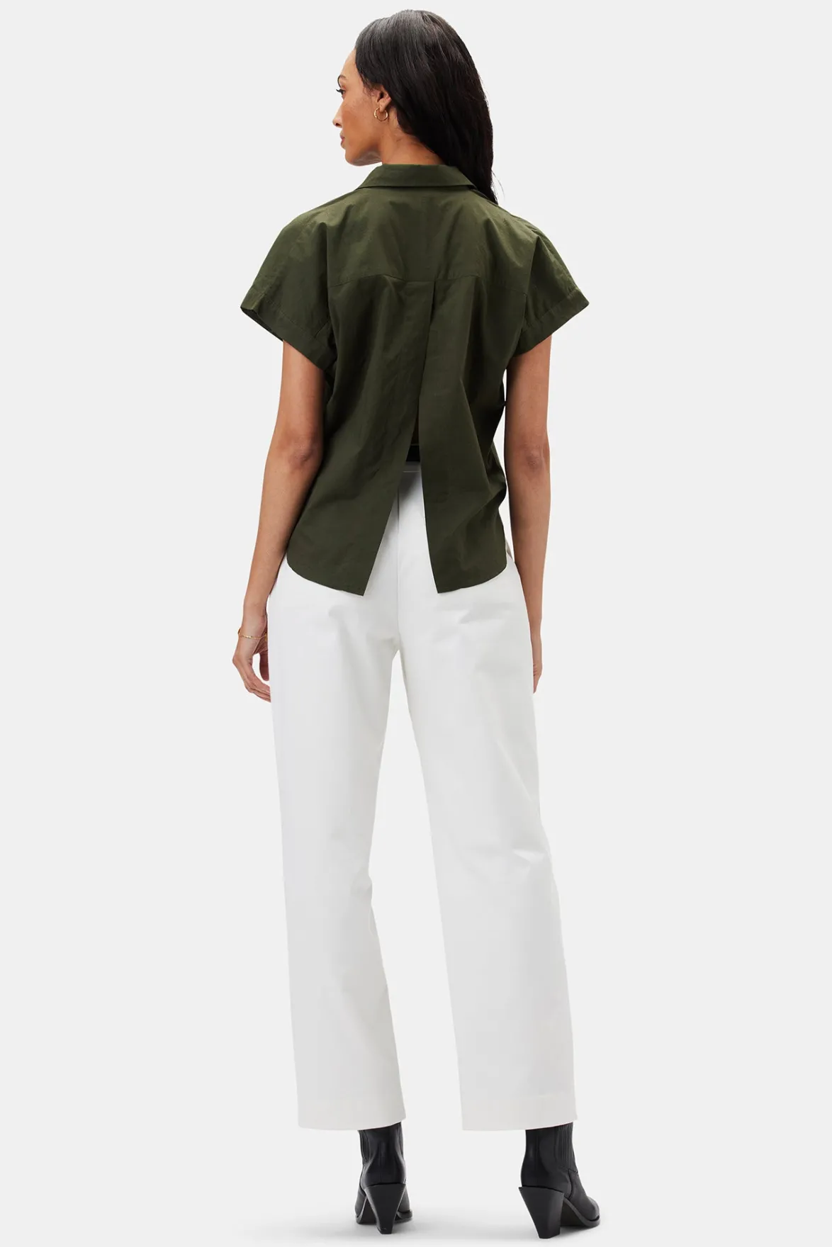 Tops|Clearance^Amour Vert Renata Full Placket Blouse OliveGreen