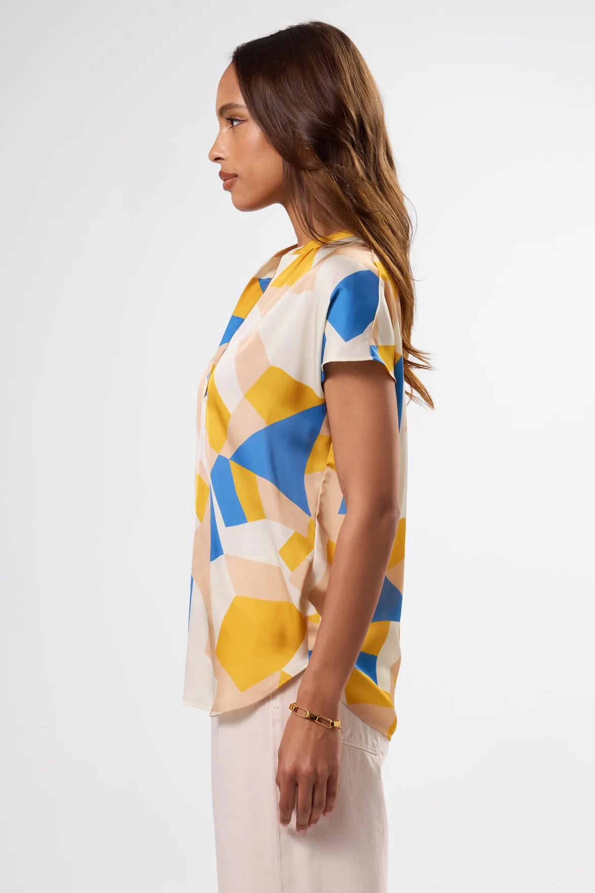 Tops|Clearance^Amour Vert Renata Recycled Sateen Blouse SoniaIndigoBlueMulti