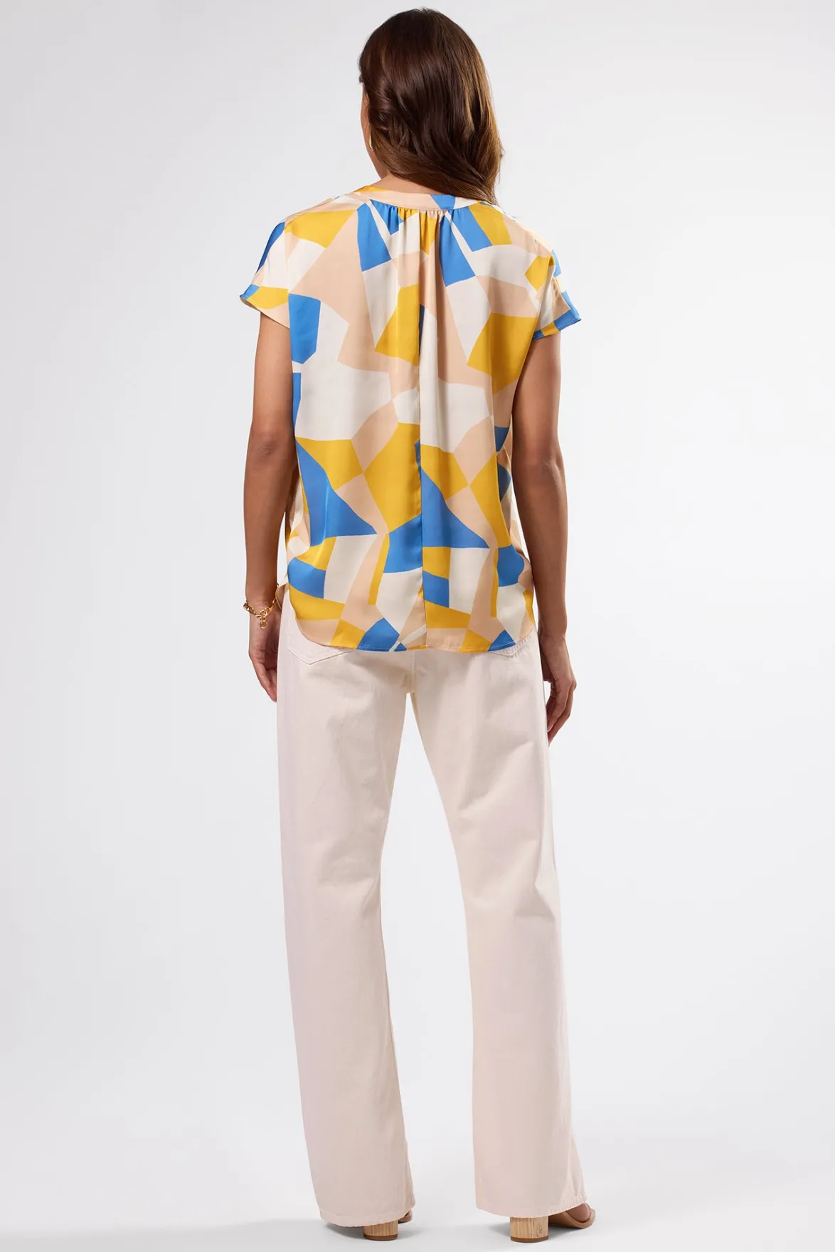 Tops|Clearance^Amour Vert Renata Recycled Sateen Blouse SoniaIndigoBlueMulti