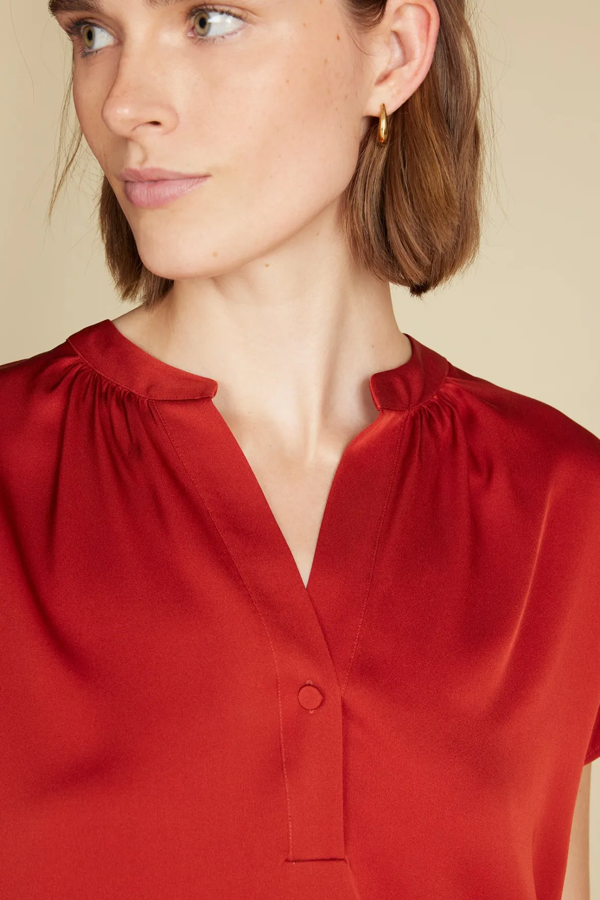 Blouses & Shirts|Tops^Amour Vert Renata Stretch Silk Blouse Rust