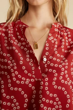 Tops|Blouses & Shirts^Amour Vert Renata Washable Silk Blouse RustVannesFloralPrint