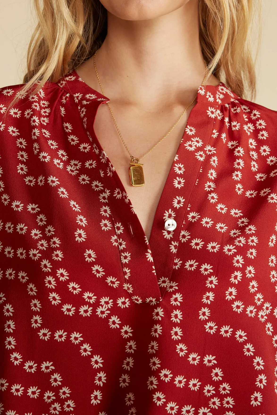 Tops|Blouses & Shirts^Amour Vert Renata Washable Silk Blouse RustVannesFloralPrint