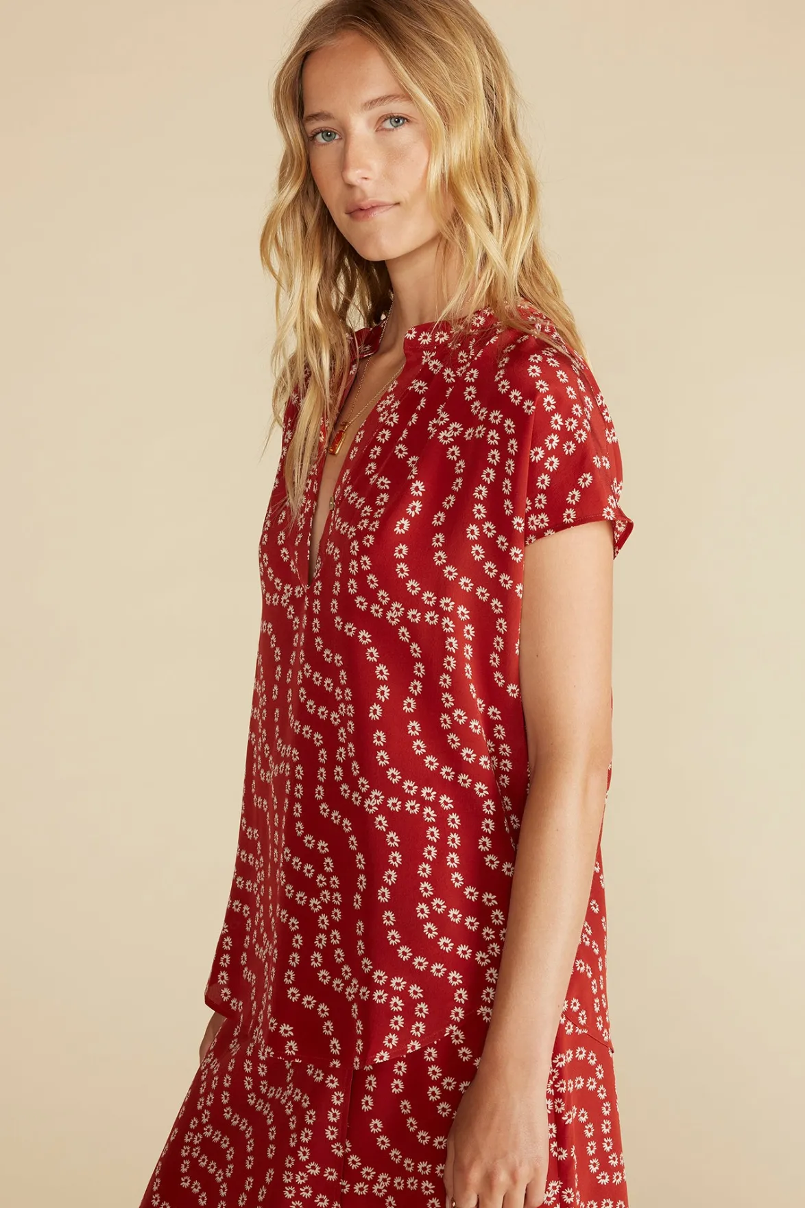 Tops|Blouses & Shirts^Amour Vert Renata Washable Silk Blouse RustVannesFloralPrint