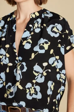 Blouses & Shirts|Tops^Amour Vert Renata Washable Silk Blouse BlackPenseeFloralPrint