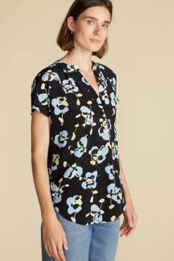Blouses & Shirts|Tops^Amour Vert Renata Washable Silk Blouse BlackPenseeFloralPrint