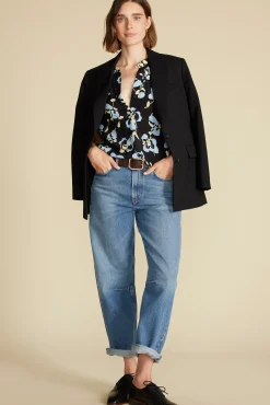 Blouses & Shirts|Tops^Amour Vert Renata Washable Silk Blouse BlackPenseeFloralPrint