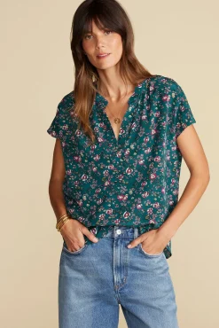 Blouses & Shirts|Tops^Amour Vert Renata Washable Silk Blouse ChloeGreenFloralPrint
