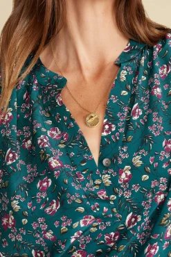 Blouses & Shirts|Tops^Amour Vert Renata Washable Silk Blouse ChloeGreenFloralPrint