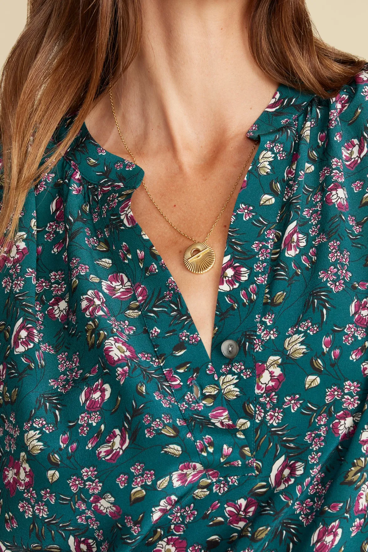 Blouses & Shirts|Tops^Amour Vert Renata Washable Silk Blouse ChloeGreenFloralPrint
