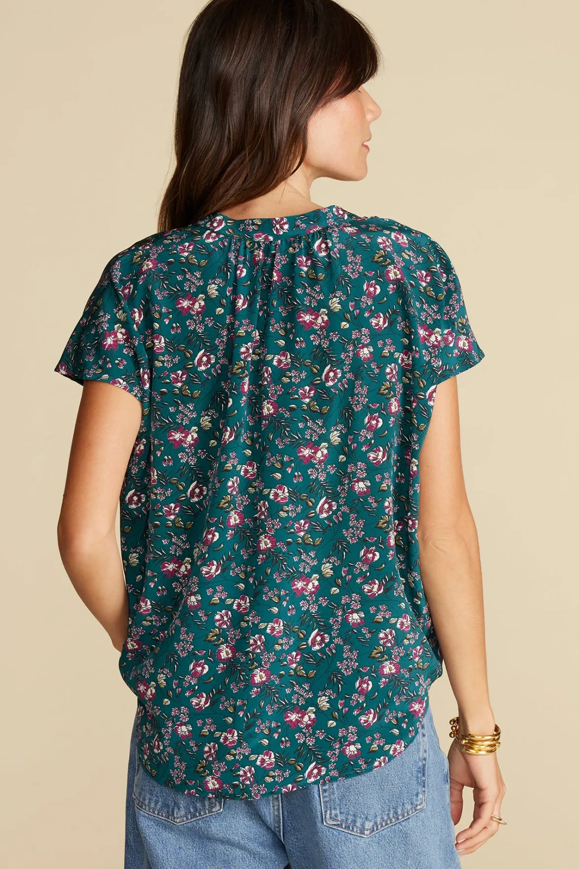 Blouses & Shirts|Tops^Amour Vert Renata Washable Silk Blouse ChloeGreenFloralPrint