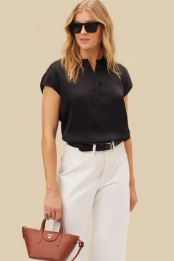 Blouses & Shirts|Tops^Amour Vert Ren Recycled Sateen Blouse Black