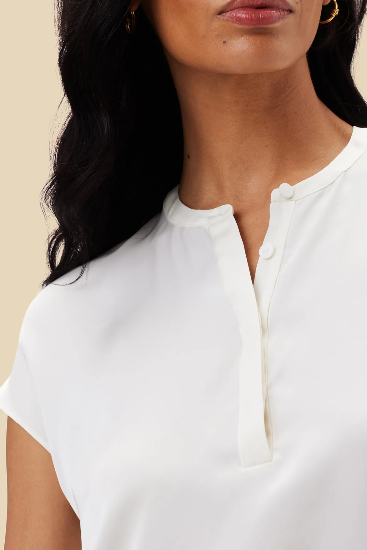 Blouses & Shirts|Tops^Amour Vert Ren Recycled Sateen Blouse Ivory