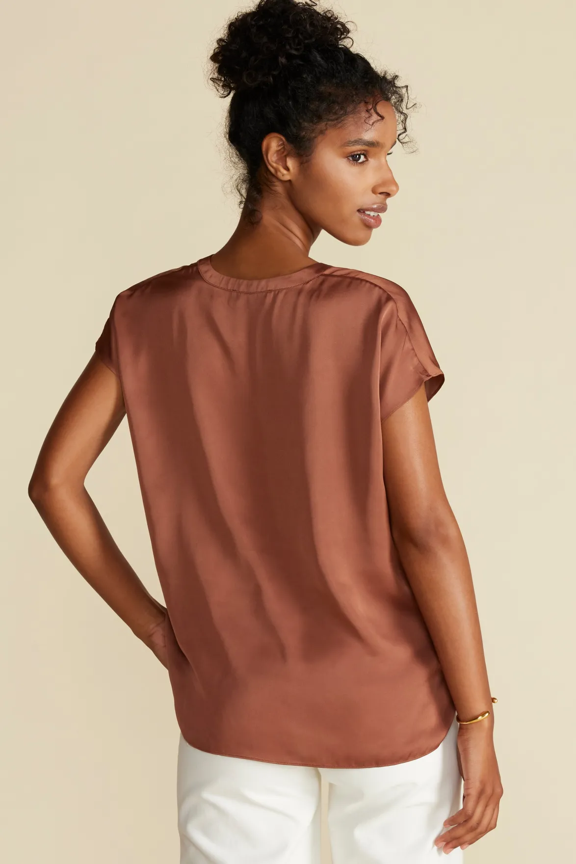 Blouses & Shirts|Tops^Amour Vert Ren Recycled Sateen Blouse Cafe