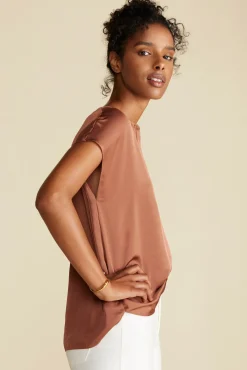 Blouses & Shirts|Tops^Amour Vert Ren Recycled Sateen Blouse Cafe