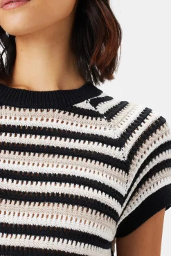 Tops|Clearance^Amour Vert Rosario Crochet Top BlackWhiteMultiStripe