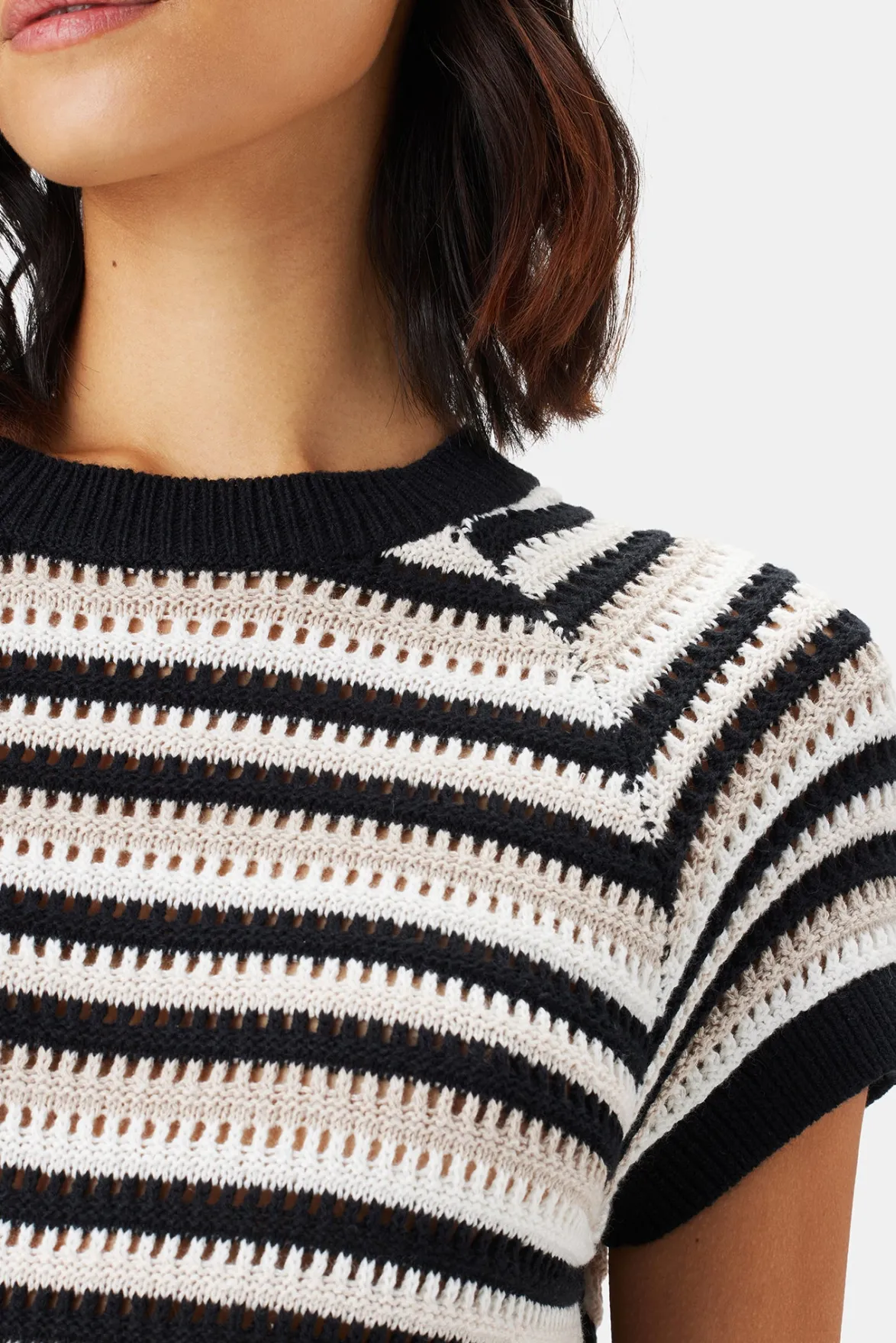 Tops|Clearance^Amour Vert Rosario Crochet Top BlackWhiteMultiStripe