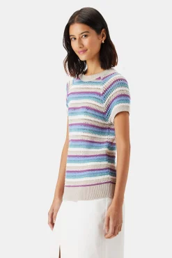 Tops|Clearance^Amour Vert Rosario Crochet Top AquaBlueMultiStripe